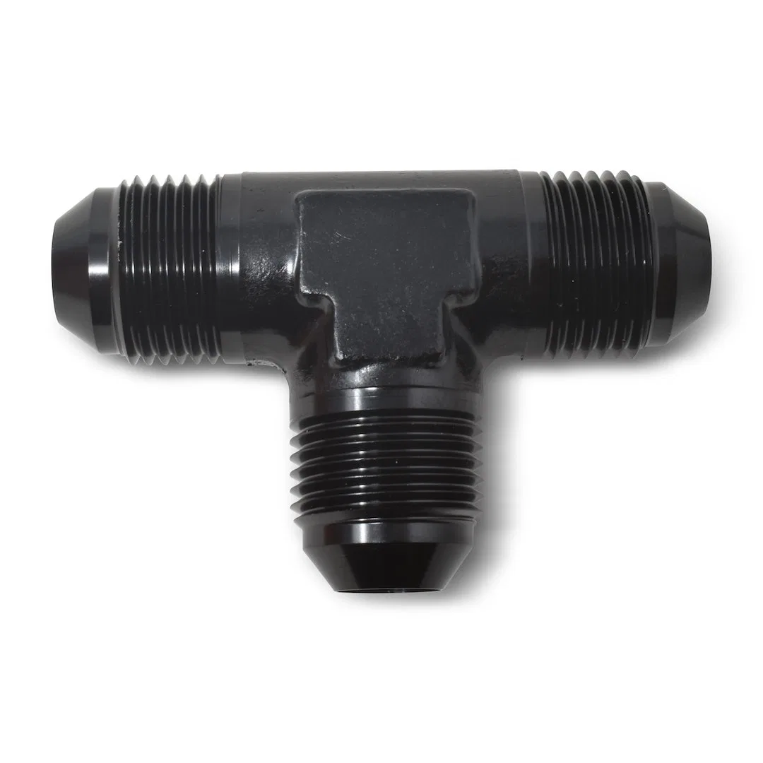 661033 – RUSSELL/EDEL Coupler Fitting, -8 AN Male Tee Aluminum Black Single